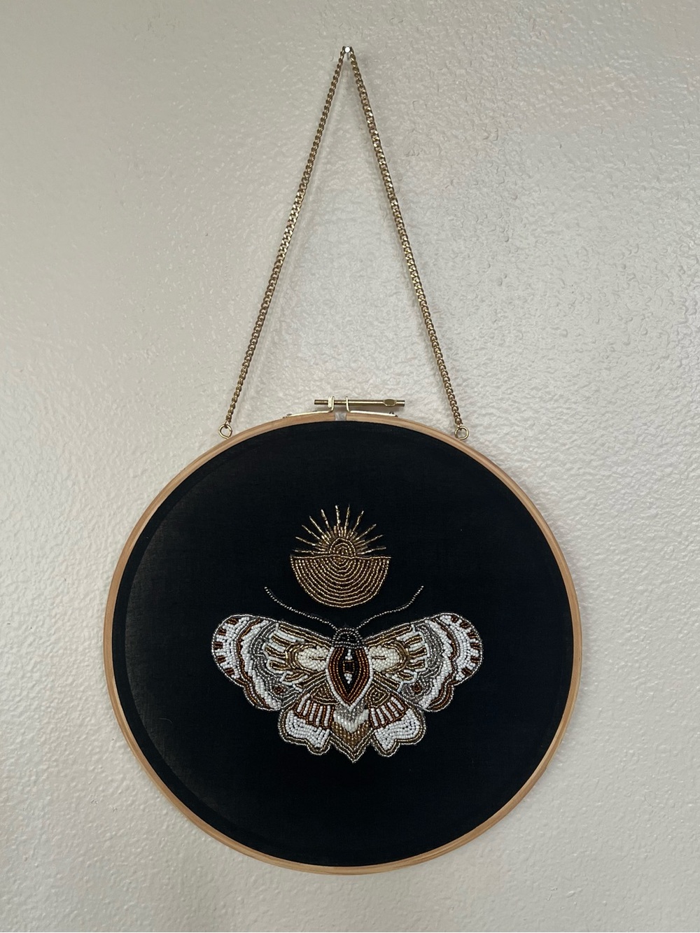 Sun Moon Moth Beaded Wall Decor